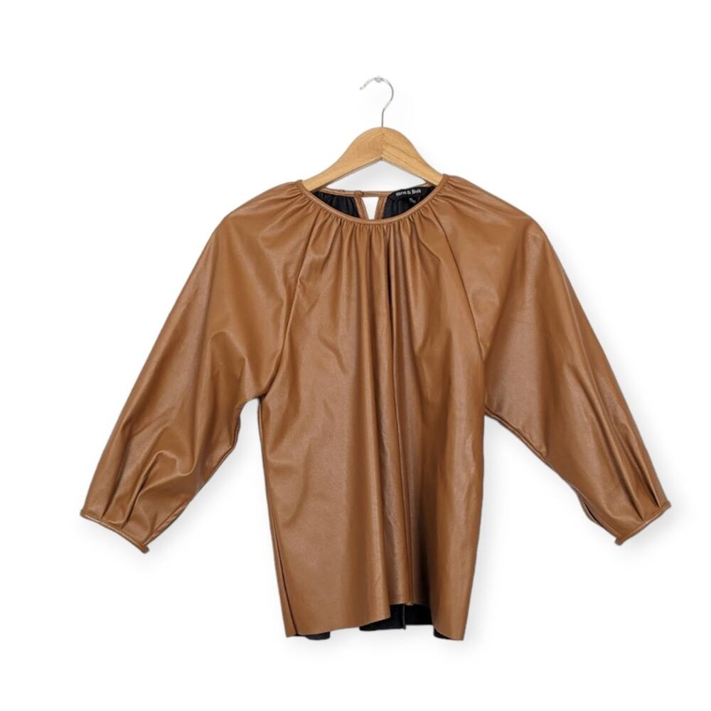 Strut & Bolt Brown Faux Leather Boutique Top